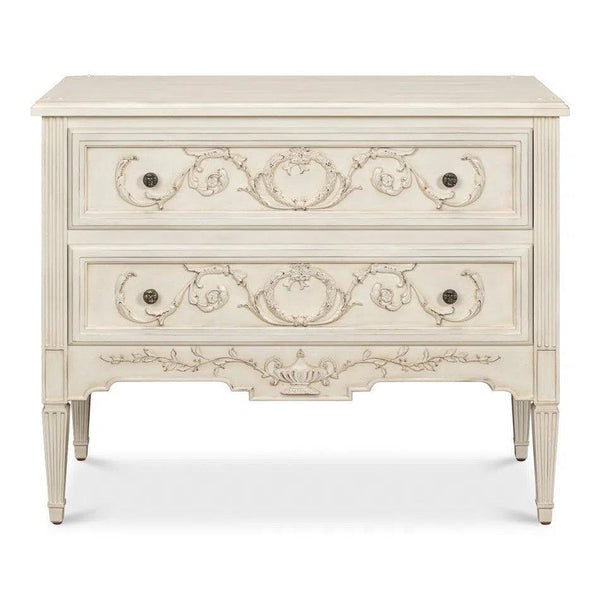 Antoinette Chest Of Two Drawers Distressed White Chests LOOMLAN By Sarreid