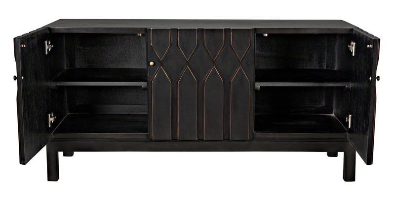 Anubis Black 3 Door Sideboard Sideboards LOOMLAN By Noir