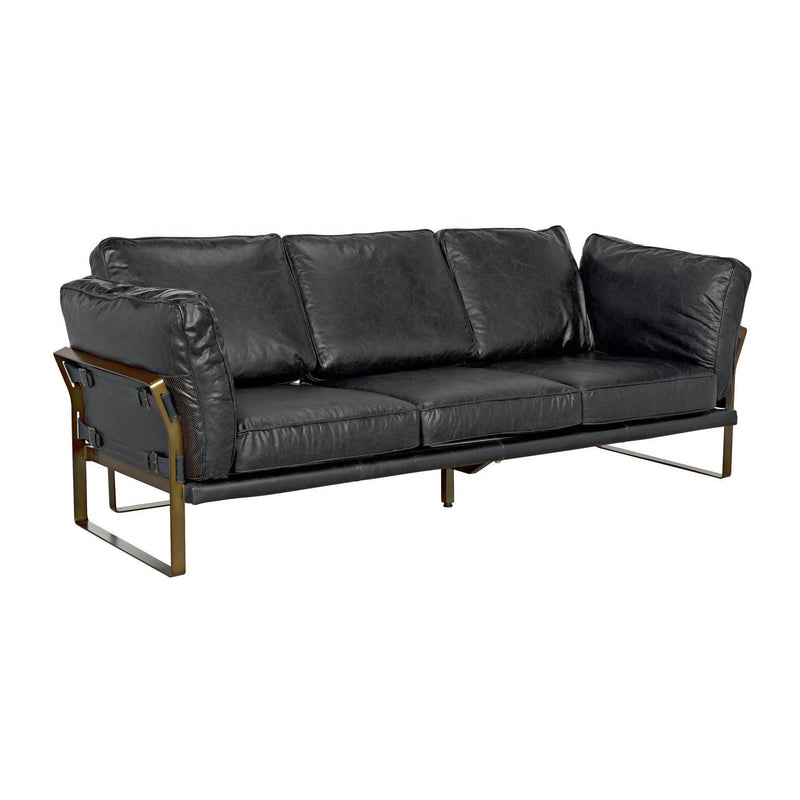 Apollo Three-Seater Black Leather Sofa Sofas & Loveseats LOOMLAN By Noir