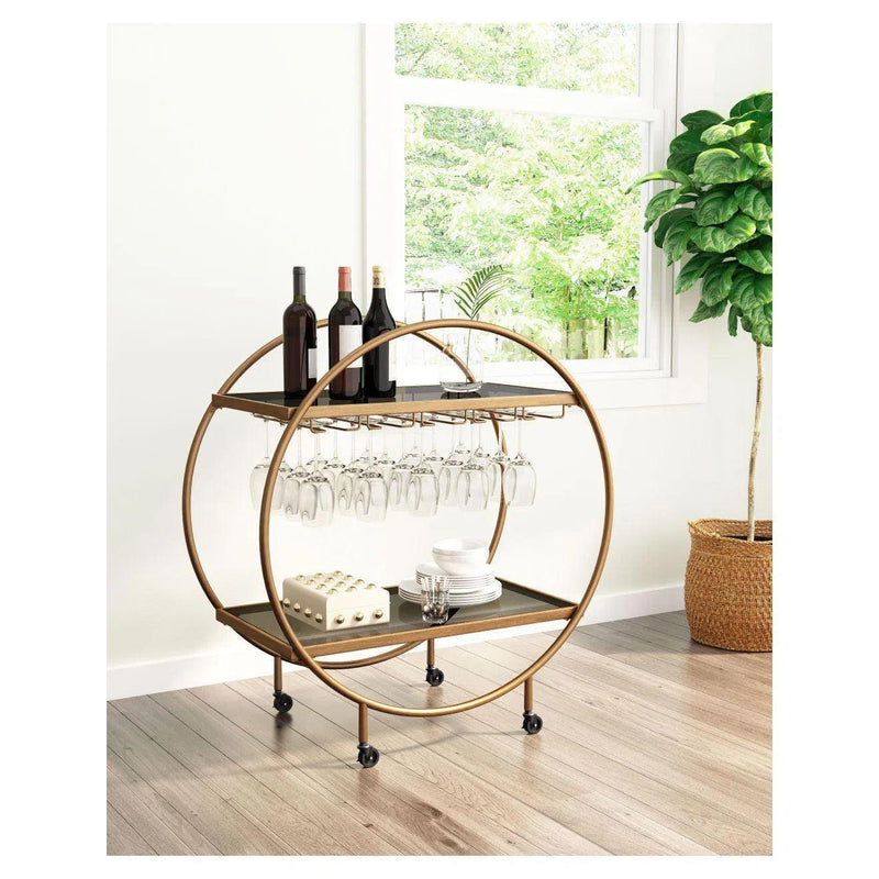 Arc Bar Cart Gold & Black Crafted from Iron Home Bar Carts LOOMLAN By Zuo Modern