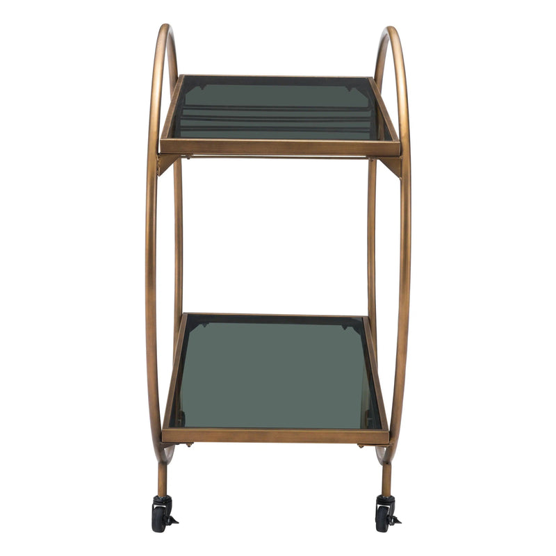 Arc Bar Cart Gold & Black Crafted from Iron Home Bar Carts LOOMLAN By Zuo Modern