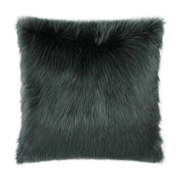 Arctic Fox Charcoal Faux Fur Grey Large Throw Pillow With Insert Throw Pillows LOOMLAN By D.V. Kap