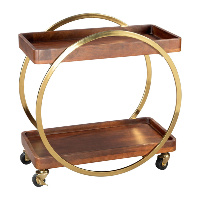 Arenas Bar Cart Brown with Deco-Inspired Design Home Bar Carts LOOMLAN By Zuo Modern