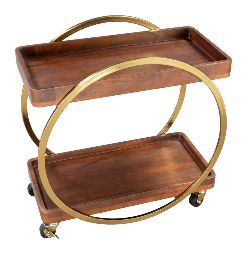 Arenas Bar Cart Brown with Deco-Inspired Design Home Bar Carts LOOMLAN By Zuo Modern