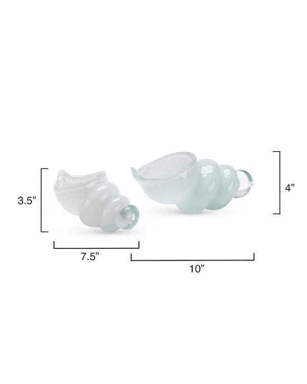 Ariel White Glass Shells (Set of 2) Statues & Sculptures LOOMLAN By Jamie Young