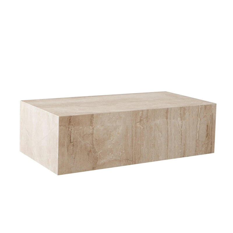 Ark Genuine Beige Marble Rectangular Cocktail Table Coffee Tables LOOMLAN By Diamond Sofa