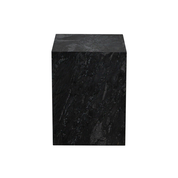 Ark Genuine Black Marble Square Pedestal End Table Side Tables LOOMLAN By Diamond Sofa