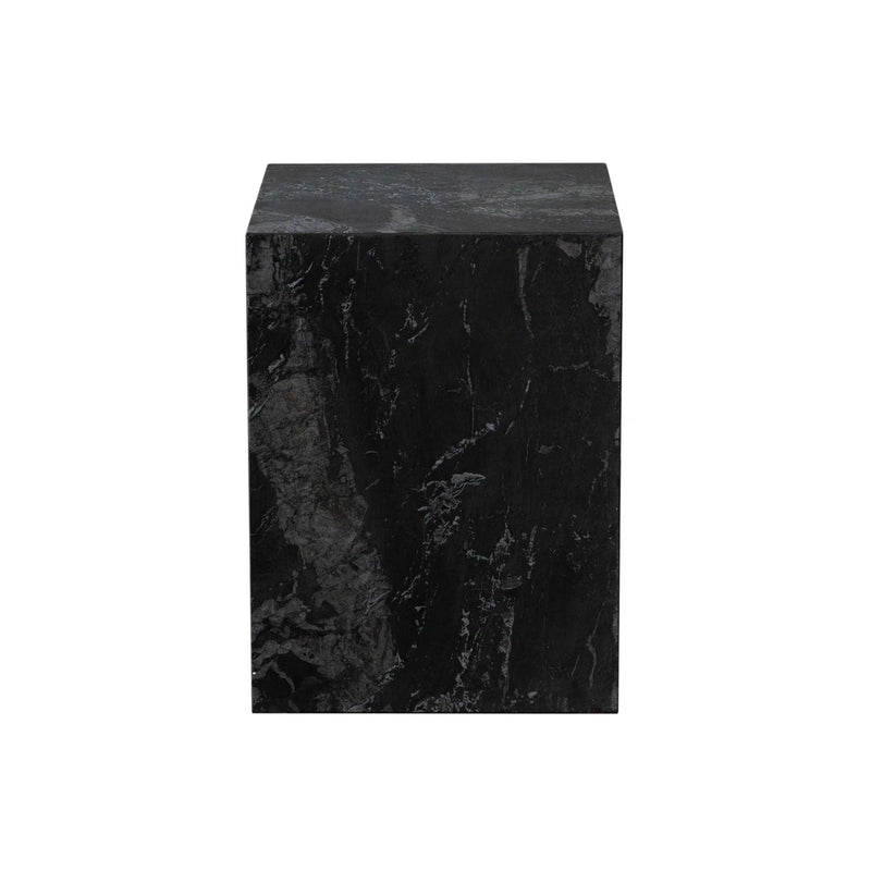 Ark Genuine Black Marble Square Pedestal End Table Side Tables LOOMLAN By Diamond Sofa