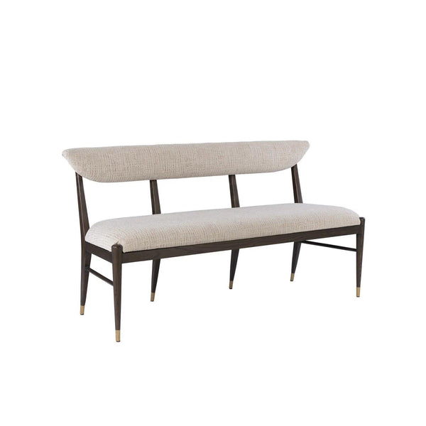 Arlan Wood and Brass Brown Bench Dining Benches LOOMLAN By Currey & Co