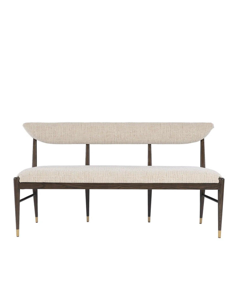 Arlan Wood and Brass Brown Bench Dining Benches LOOMLAN By Currey & Co