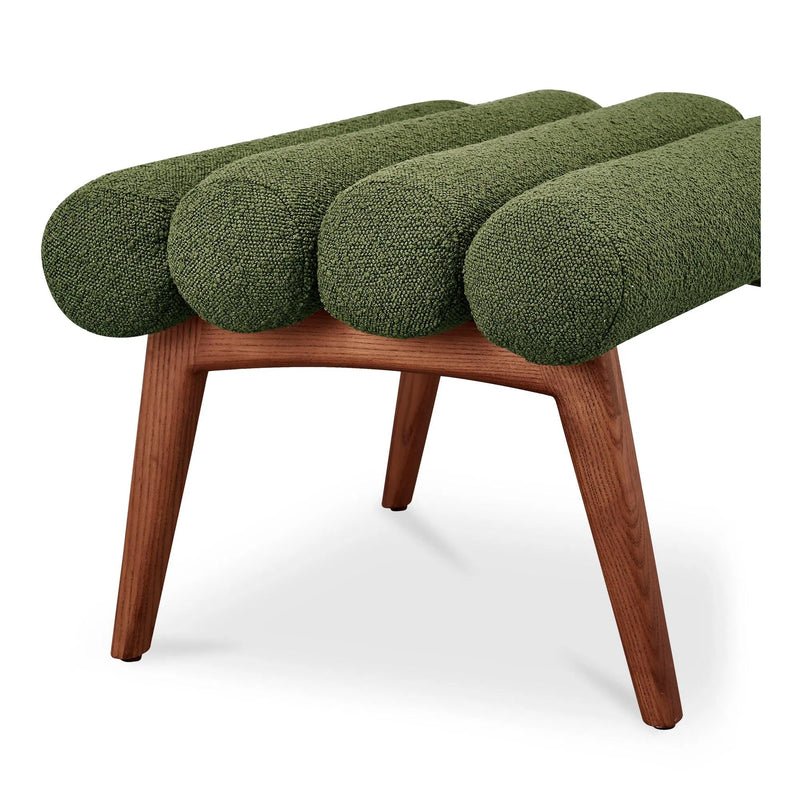 Arlo Polyester Upholstered Stool with Wood Leg Poufs and Stools LOOMLAN By Moe's Home