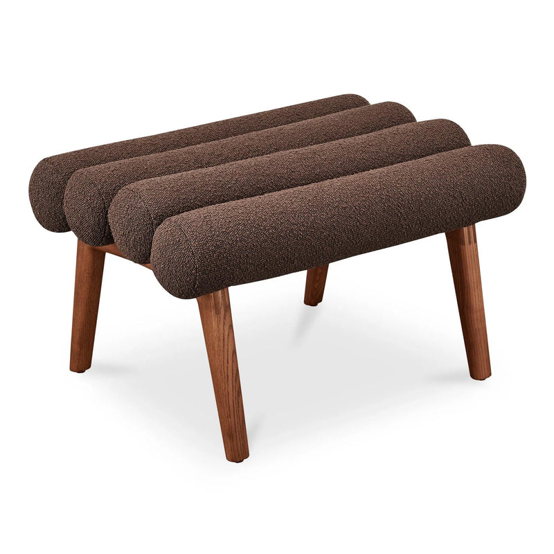 Arlo Polyester Upholstered Stool with Wood Leg Poufs and Stools LOOMLAN By Moe's Home