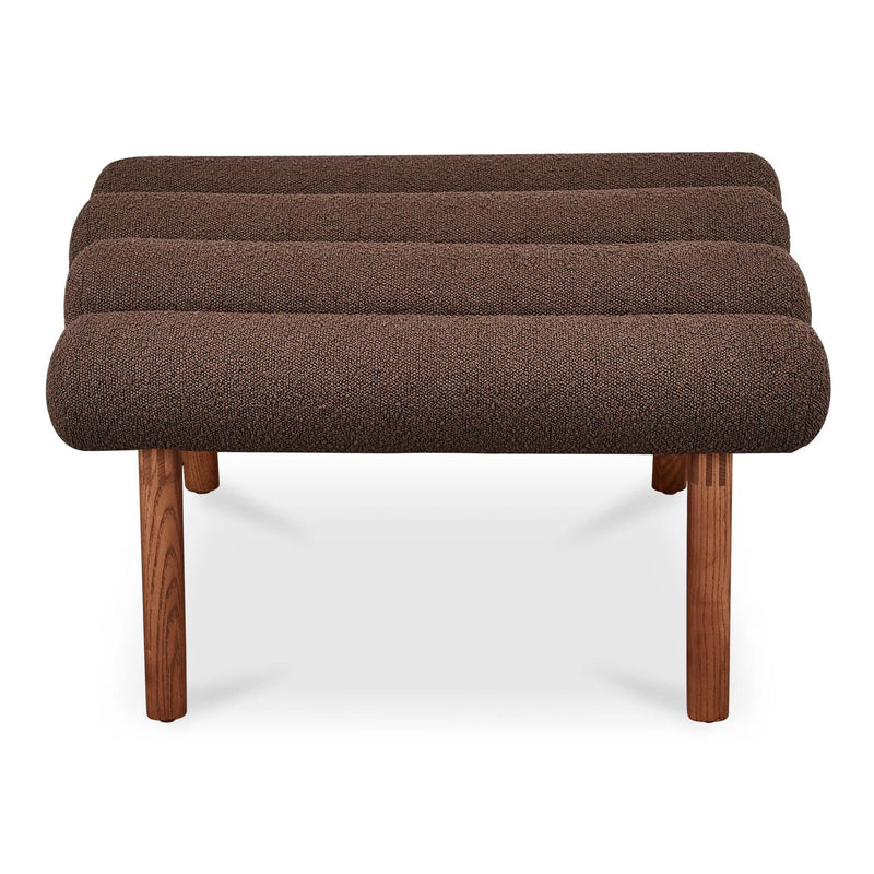 Arlo Polyester Upholstered Stool with Wood Leg Poufs and Stools LOOMLAN By Moe's Home