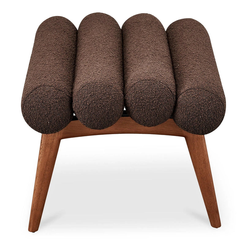 Arlo Polyester Upholstered Stool with Wood Leg Poufs and Stools LOOMLAN By Moe's Home