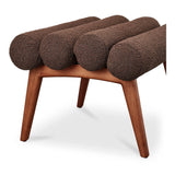 Arlo Polyester Upholstered Stool with Wood Leg Poufs and Stools LOOMLAN By Moe's Home