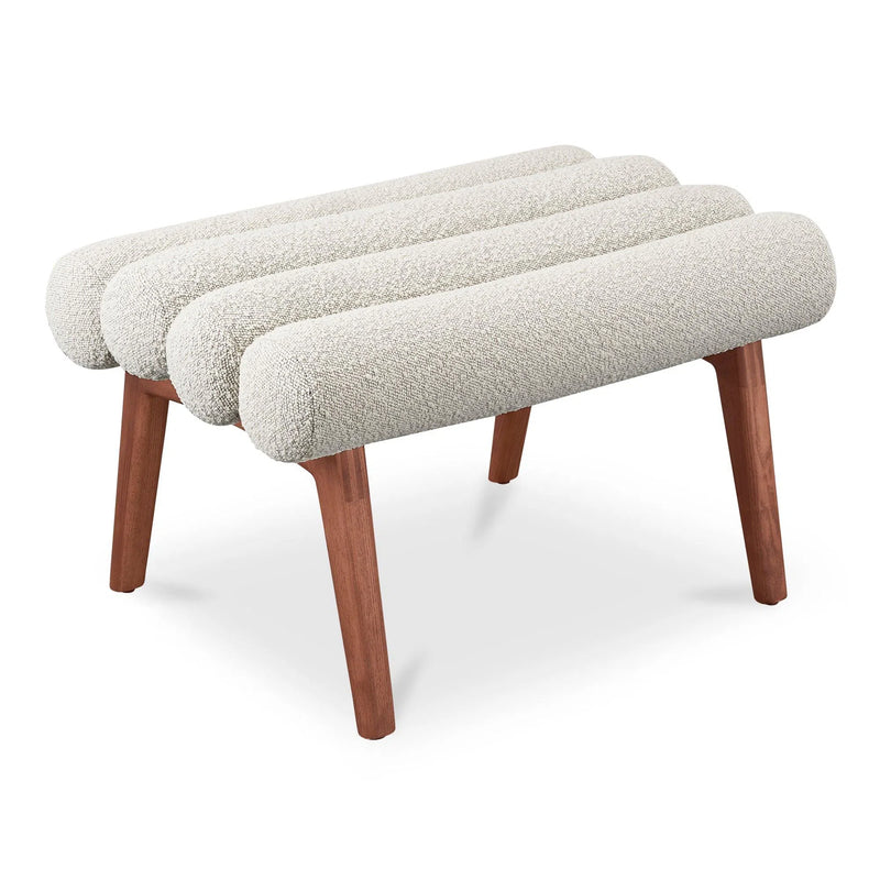 Arlo Polyester Upholstered Stool with Wood Leg Poufs and Stools LOOMLAN By Moe's Home