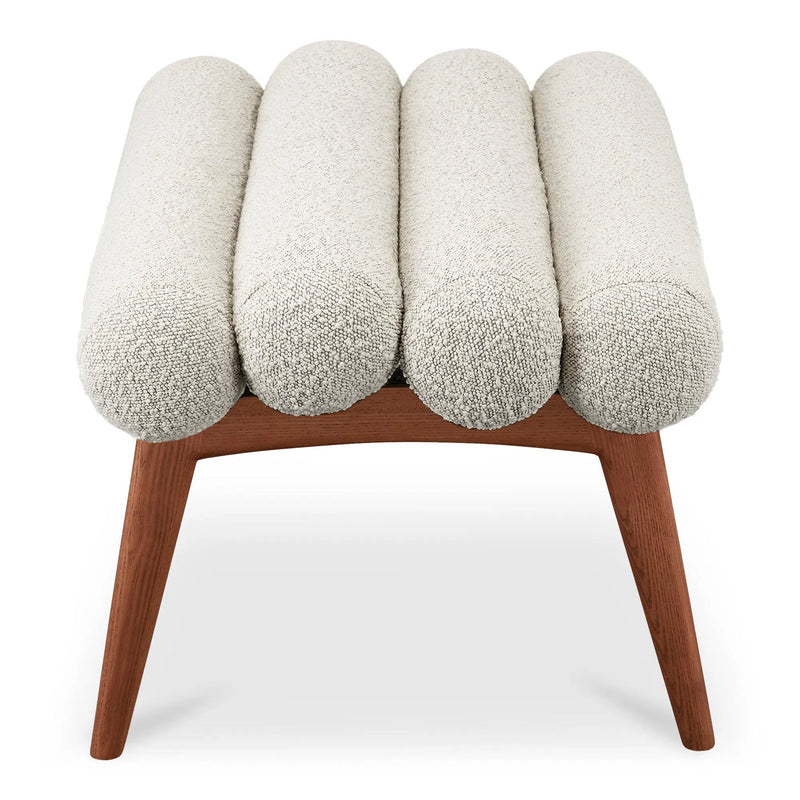 Arlo Polyester Upholstered Stool with Wood Leg Poufs and Stools LOOMLAN By Moe's Home