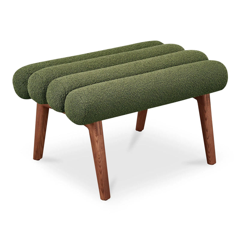 Arlo Polyester Upholstered Stool with Wood Leg Poufs and Stools LOOMLAN By Moe's Home