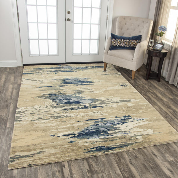 Armi Abstract Blue Large Area Rugs For Living Room Area Rugs LOOMLAN By LOOMLAN