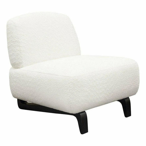Armless Curved Back White Boucle Sherpa Slipper Chair Accent Chairs LOOMLAN By Diamond Sofa