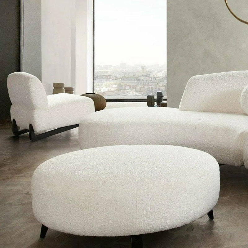 Armless Curved Back White Boucle Sherpa Slipper Chair Accent Chairs LOOMLAN By Diamond Sofa