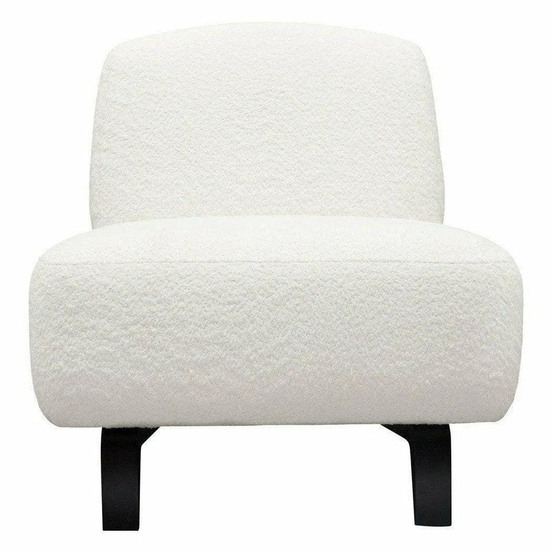 Armless Curved Back White Boucle Sherpa Slipper Chair Accent Chairs LOOMLAN By Diamond Sofa