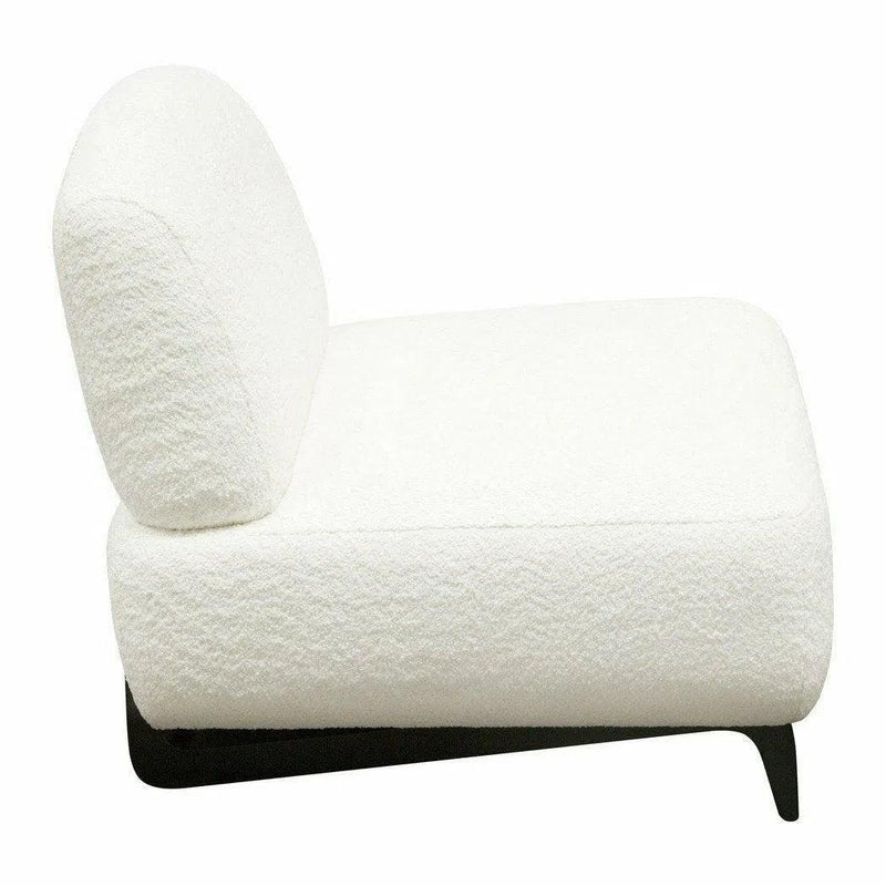 Armless Curved Back White Boucle Sherpa Slipper Chair Accent Chairs LOOMLAN By Diamond Sofa