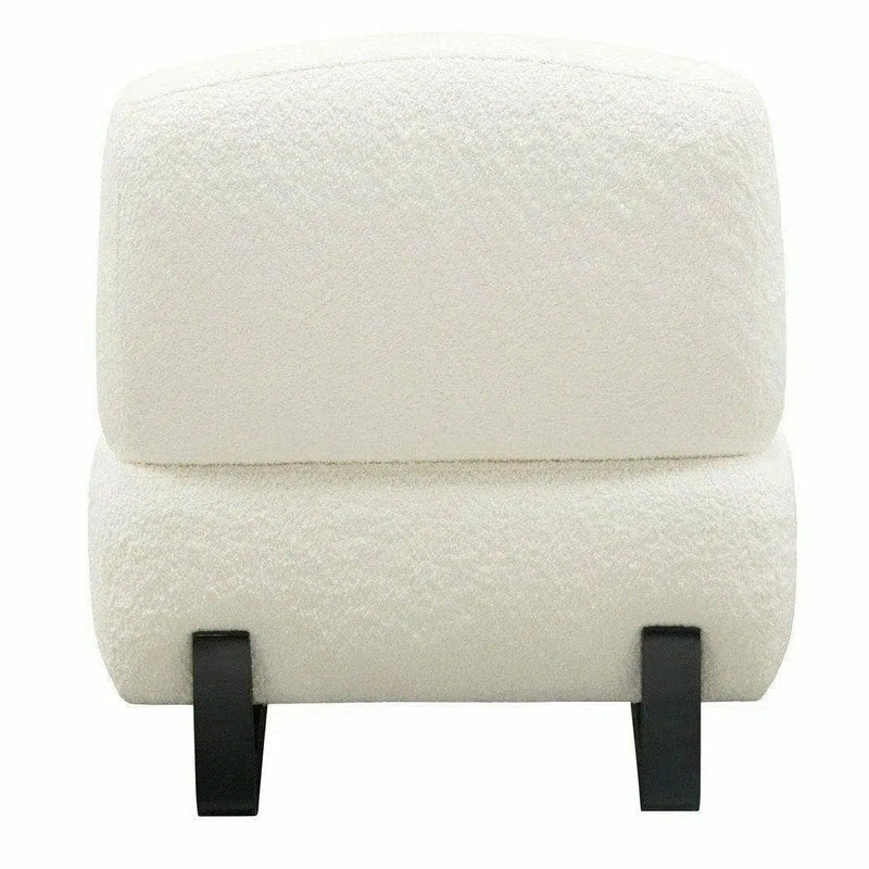 Armless Curved Back White Boucle Sherpa Slipper Chair Accent Chairs LOOMLAN By Diamond Sofa