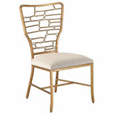 Armless Side Chair Gilt Bronze Back and Legs Vinton Sand Chair Accent Chairs LOOMLAN By Currey & Co