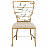 Armless Side Chair Gilt Bronze Back and Legs Vinton Sand Chair Accent Chairs LOOMLAN By Currey & Co