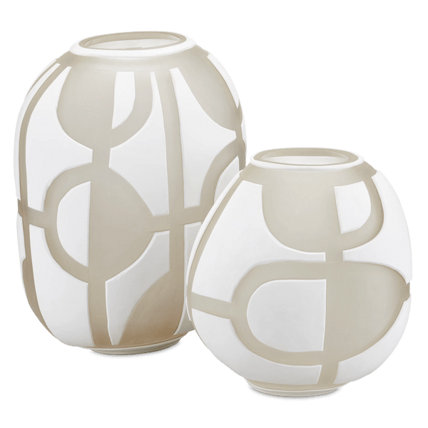 Art Decortif White Vase Set of 2 Vases & Jars LOOMLAN By Currey & Co