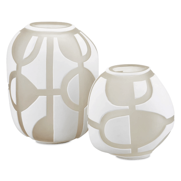 Art Decortif White Vase Set of 2 Vases & Jars LOOMLAN By Currey & Co