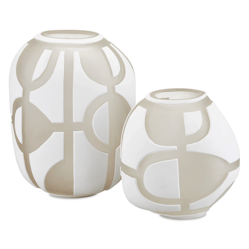 Art Decortif White Vase Set of 2 Vases & Jars LOOMLAN By Currey & Co