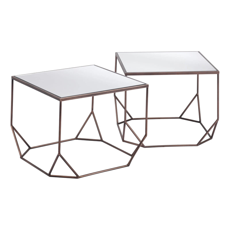 Arzon Coffee Table Set (2-Piece) Bronze Coffee Tables LOOMLAN By Zuo Modern