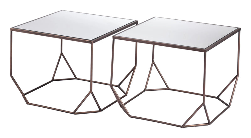 Arzon Coffee Table Set (2-Piece) Bronze Coffee Tables LOOMLAN By Zuo Modern