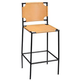 Asher Cashew Leather Upholstered Bar Stool Bar Stools LOOMLAN By Jamie Young