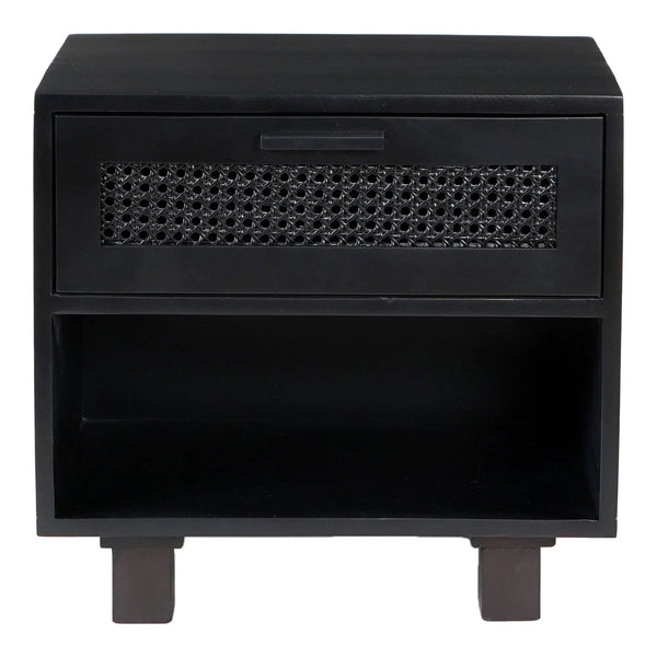 Ashton Solid Sheesham Wood Black Nightstand Nightstands LOOMLAN By Moe's Home