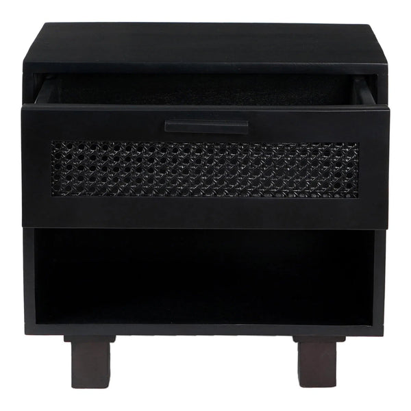 Ashton Solid Sheesham Wood Black Nightstand Nightstands LOOMLAN By Moe's Home