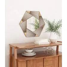 Aspect Hexagonal Mirror Gold Wall Mirrors LOOMLAN By Zuo Modern