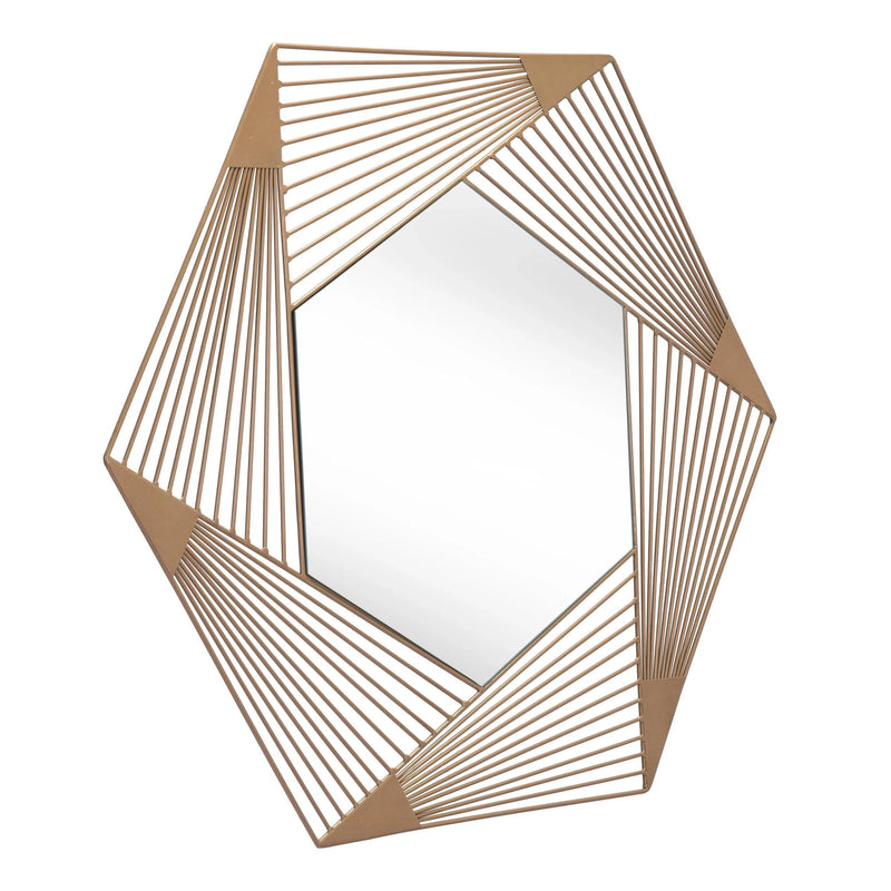 Aspect Hexagonal Mirror Gold Wall Mirrors LOOMLAN By Zuo Modern