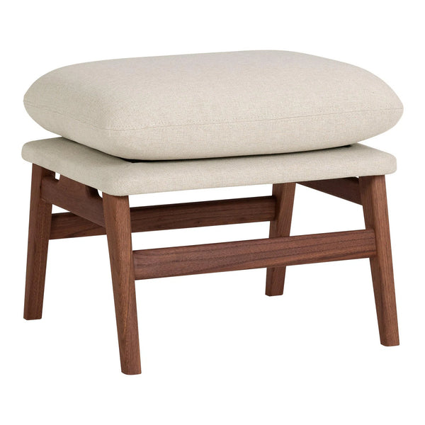 Asta Polyester Upholstered Ottoman with Wood Leg Ottomans LOOMLAN By Moe's Home