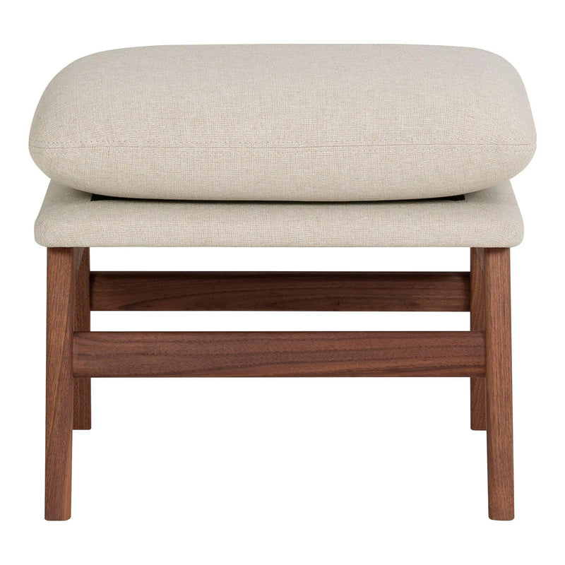 Asta Polyester Upholstered Ottoman with Wood Leg Ottomans LOOMLAN By Moe's Home