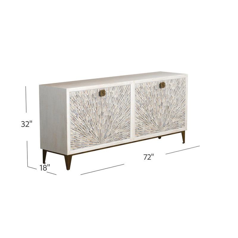 Astrid Mango Wood and Metal White Server Sideboards LOOMLAN By Bassett Mirror