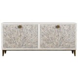 Astrid Mango Wood and Metal White Server Sideboards LOOMLAN By Bassett Mirror