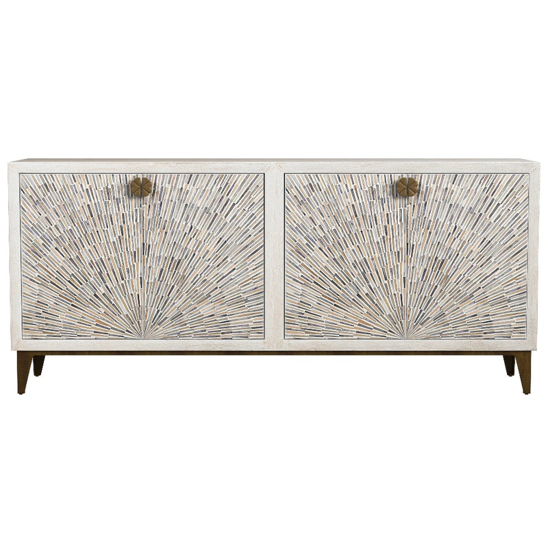 Astrid Mango Wood and Metal White Server Sideboards LOOMLAN By Bassett Mirror