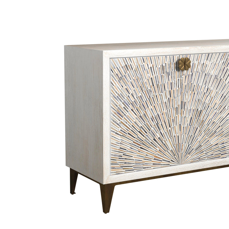 Astrid Mango Wood and Metal White Server Sideboards LOOMLAN By Bassett Mirror