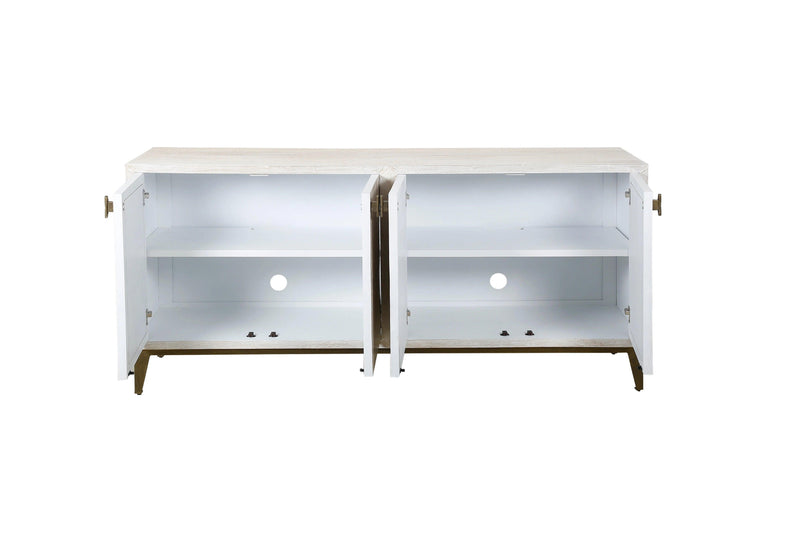 Astrid Mango Wood and Metal White Server Sideboards LOOMLAN By Bassett Mirror