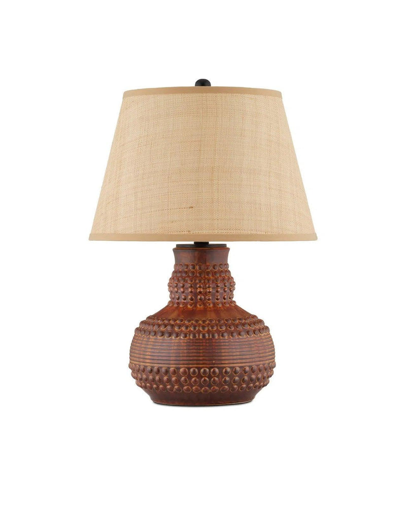 Atamo Ceramic and Metal Brown Table Lamp Table Lamps LOOMLAN By Currey & Co