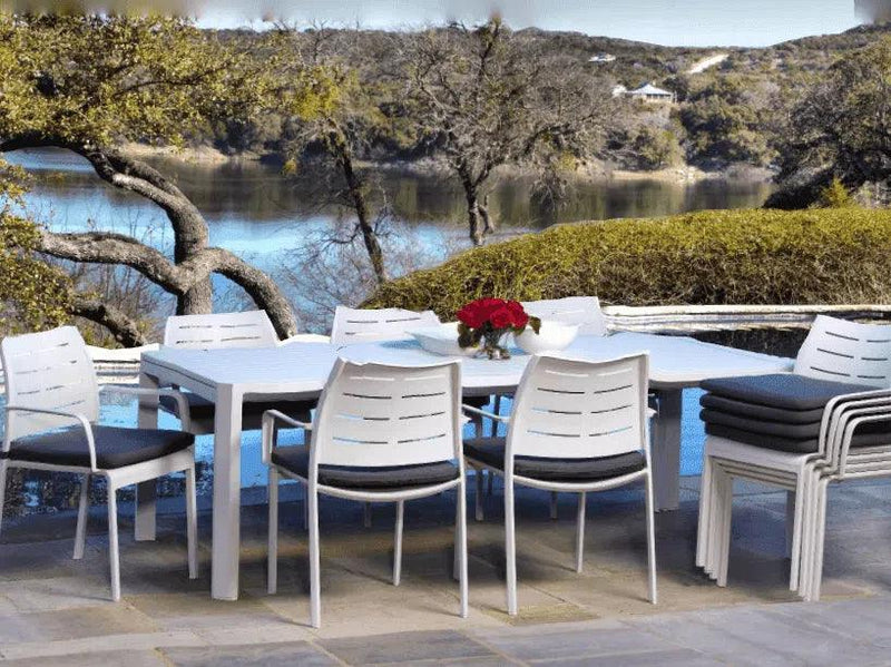 Athenes White Outdoor Dining Table Set Extendable Table For 12 Outdoor Dining Sets LOOMLAN By LOOMLAN