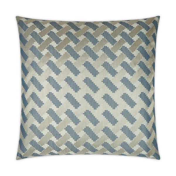 Atlantic Horizon Geometric Silver Blue Large Throw Pillow With Insert Throw Pillows LOOMLAN By D.V. Kap